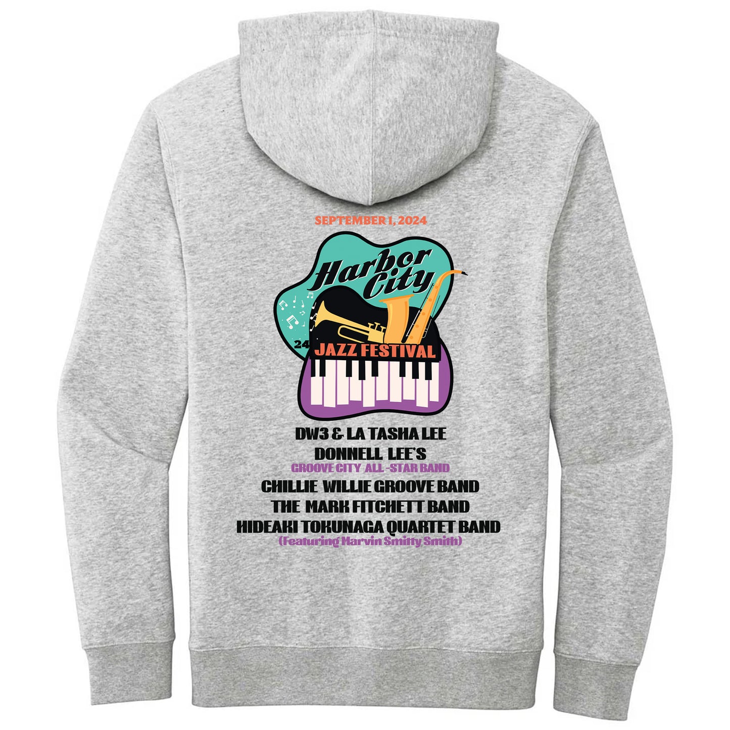 Harbor City Jazz Fest 2024 Heather Grey Hoodie